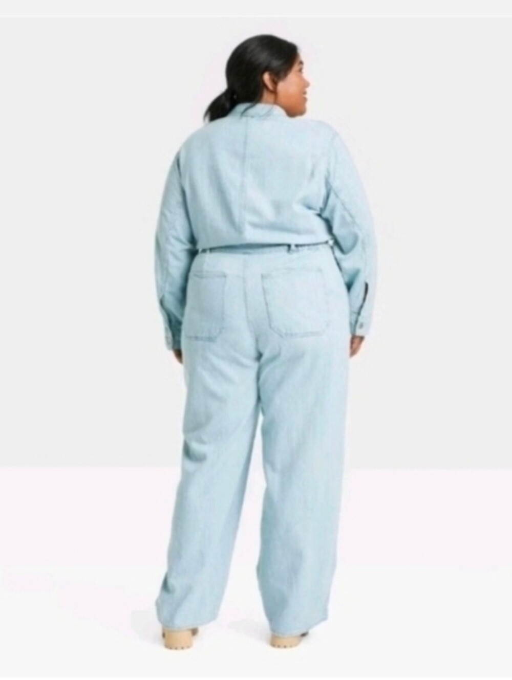 Universal Thread Women's Denim Baggy Jumpsuit Size 16 PTP 24 Waist 19 - Picture 2 of 5